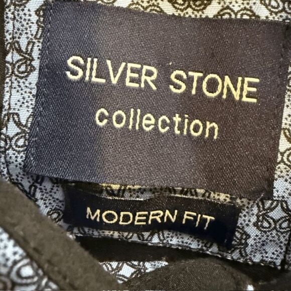 Silver Stone Men's Modern Fit Button Down Shirt Blue Black Size XL NWT - Picture 4 of 8